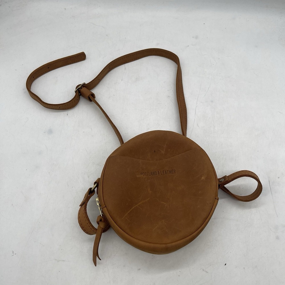 Portland Leather Goods Crossbody Bag Honey Small Circle Full-Grain Leather Purse